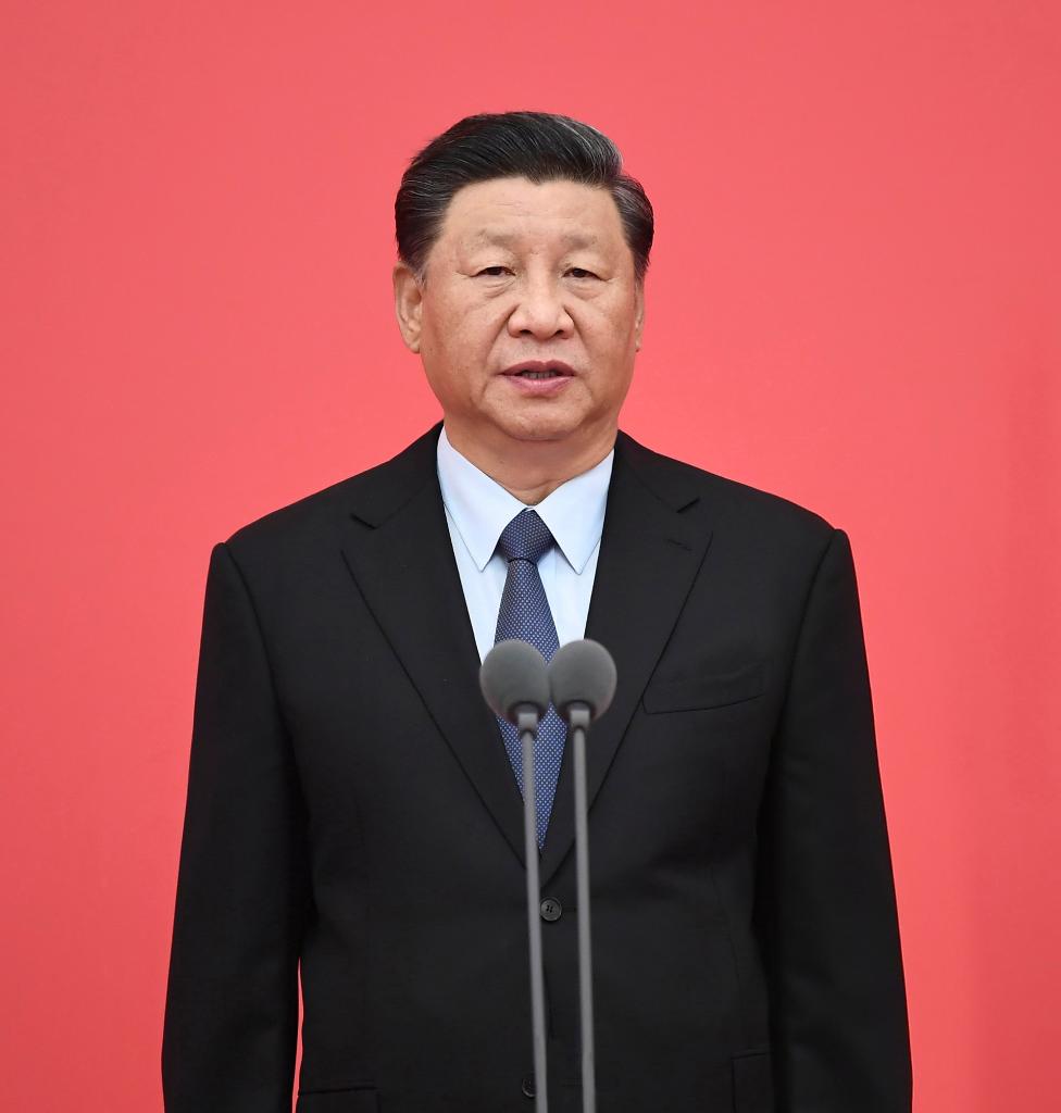 2020年8月26日，習近平總書記向中國人民警察隊伍授旗并致訓詞。這是習近平致訓詞。新華社記者 謝環馳 攝